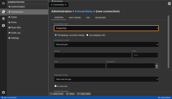 Connection administration (Premium)