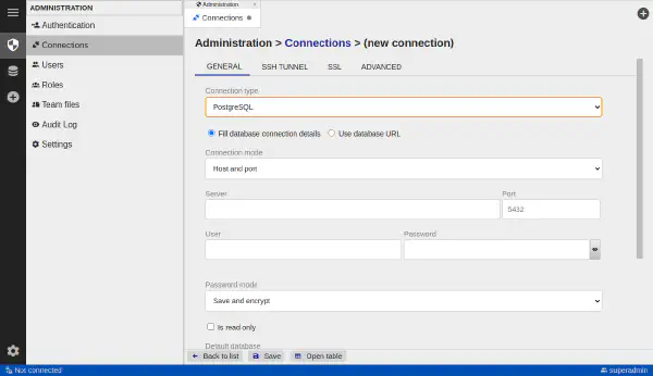 Connection administration (Premium)