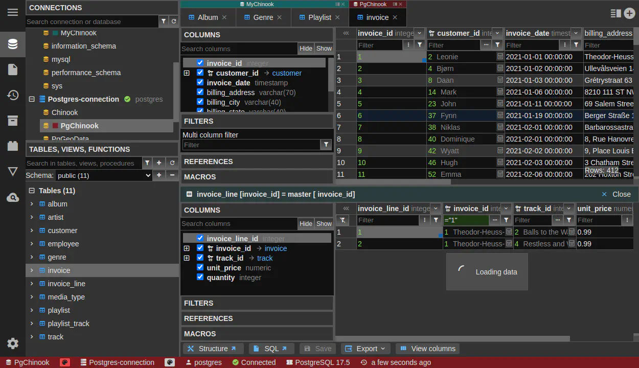 DbGate - data browser master detail