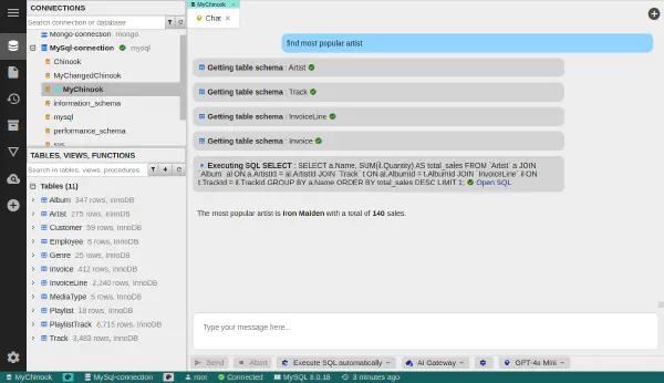 Database chat