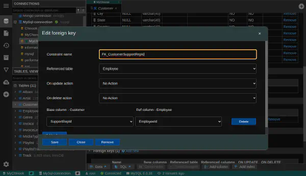Foreign key editor