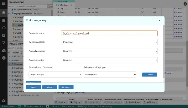Foreign key editor