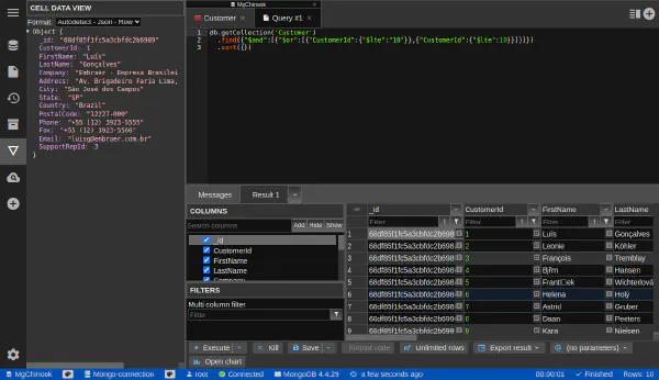 Run query on MongoDB database
