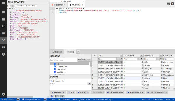 Run query on MongoDB database