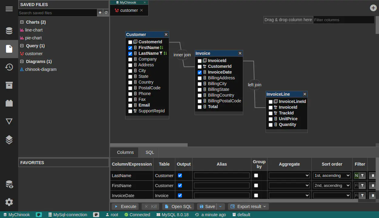 DbGate - query designer