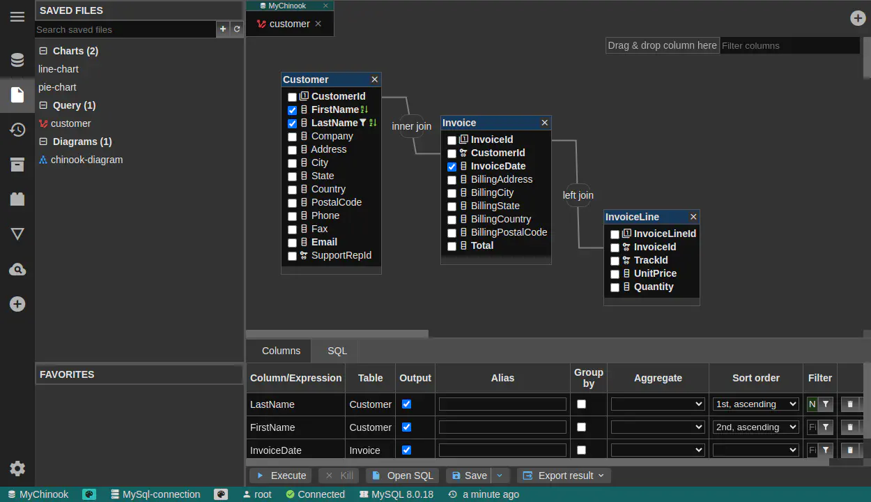DbGate - query designer